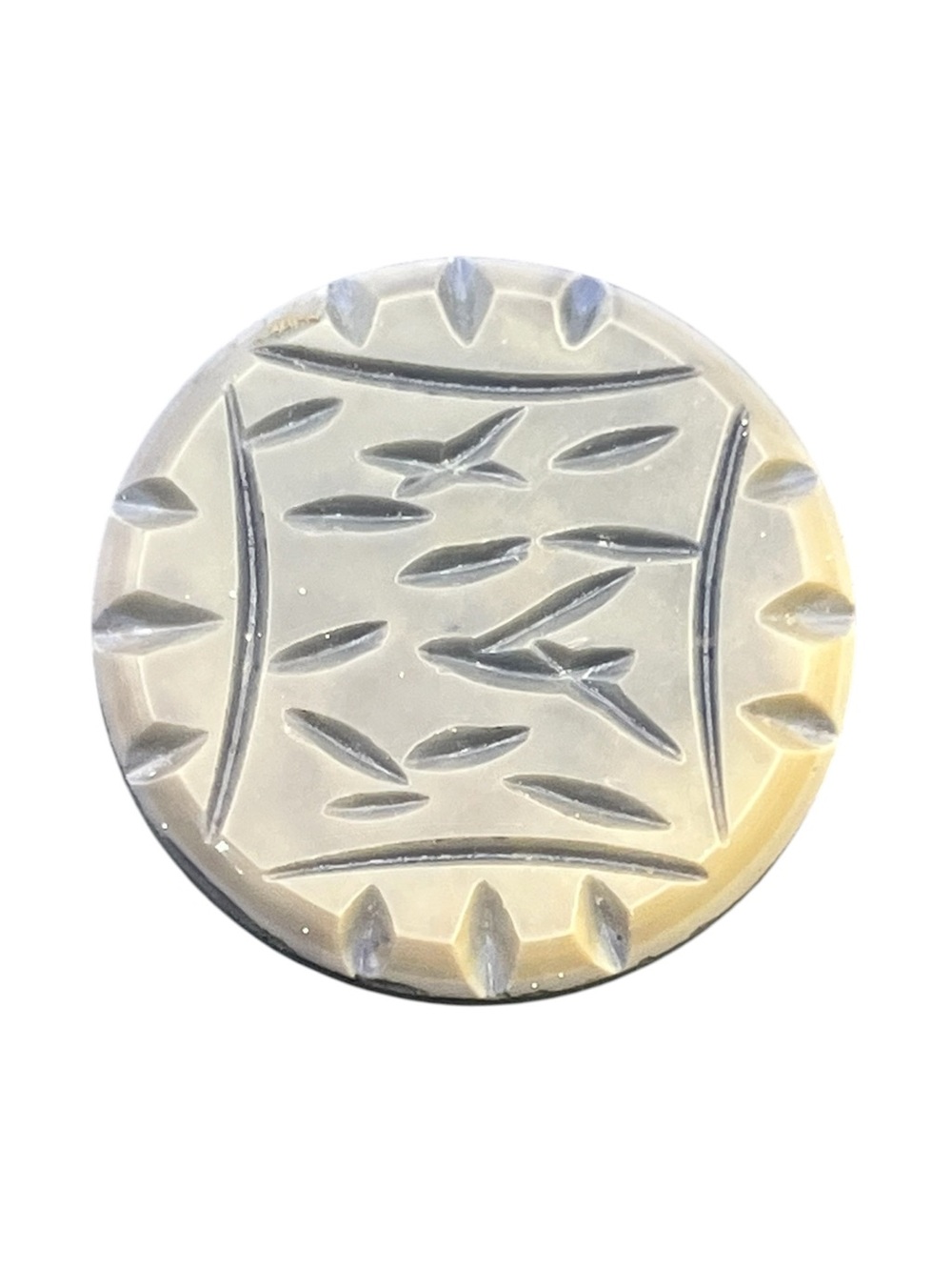 Vintage round etched vintage plastic dress clip